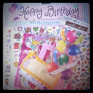 Little girl birthday scrapbook kit and stickers